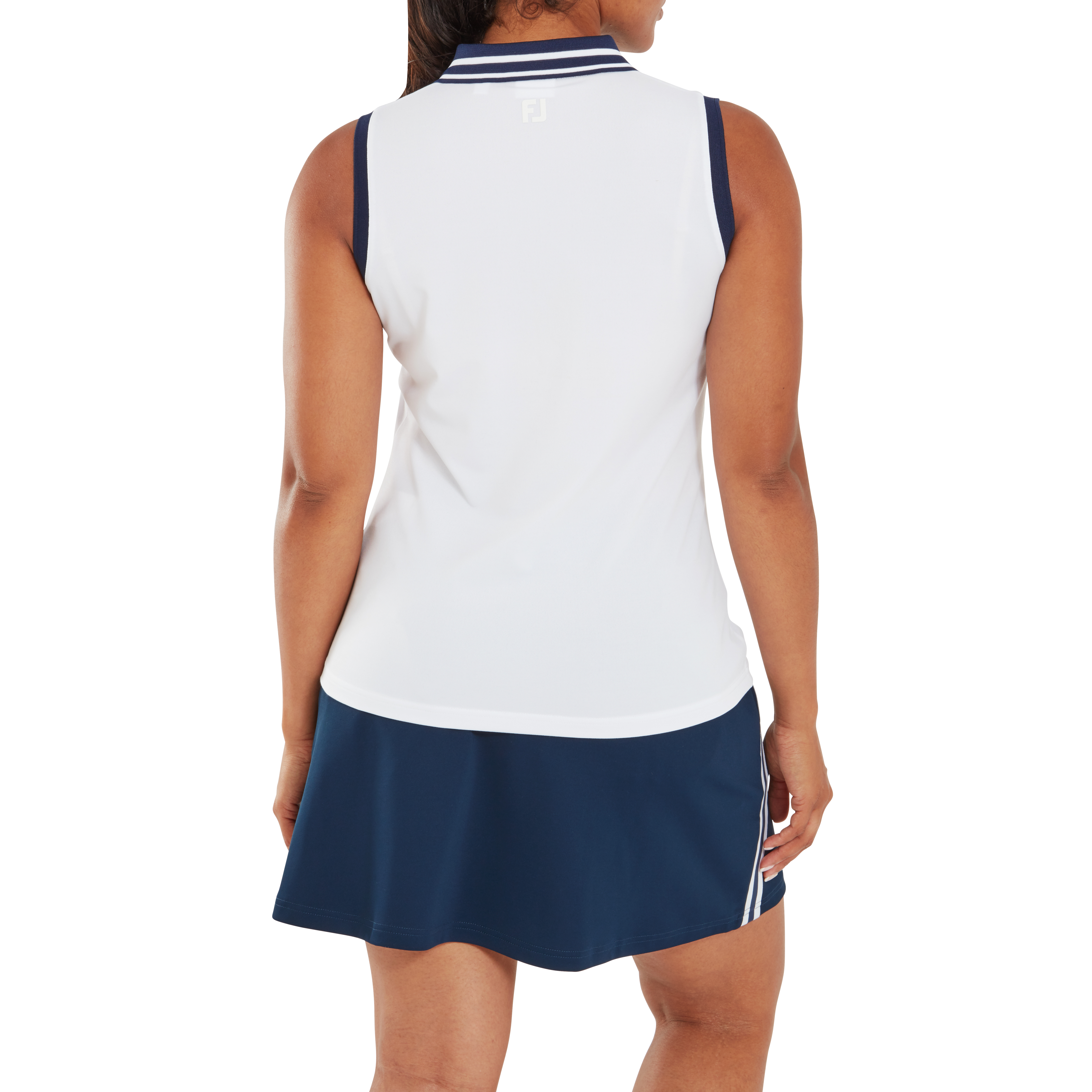 Contrast Rib Knit Sleeveless Polo
